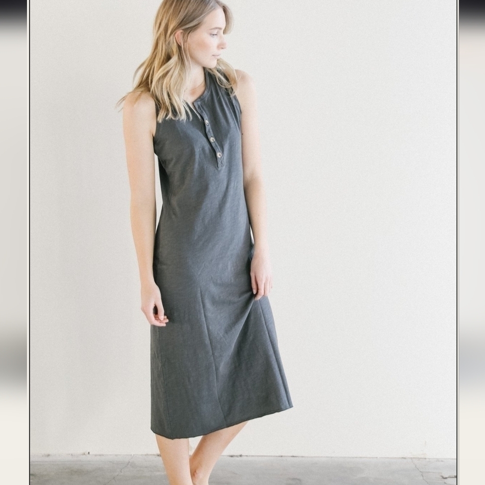 Mate the Label Avery Cotton Henley Racerback Midi Dress - Size XS